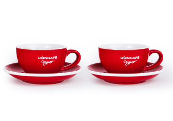 Doncafe cappuccino crvena šolja sa tacnom x2