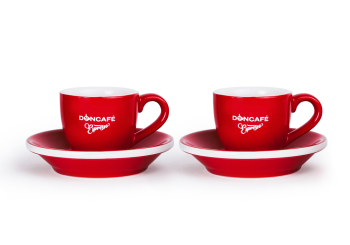 Doncafe espresso crvena šolja sa tacnom x2
